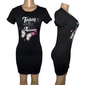 New Casual Stretchy Black Bodycom Women Dress True Size S and M Sexy Short Dress